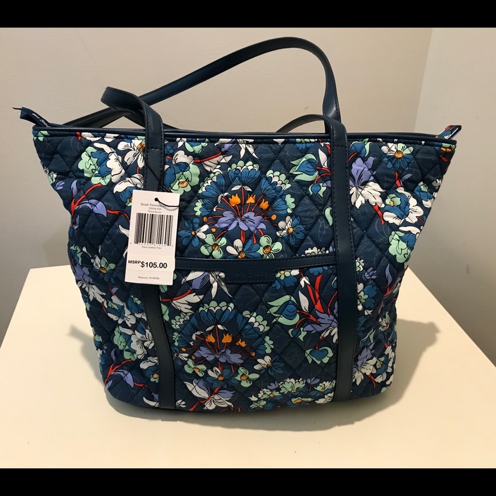 NWT Vera Bradley Floral Bursts Small Trimmed Vera Tote Bag.